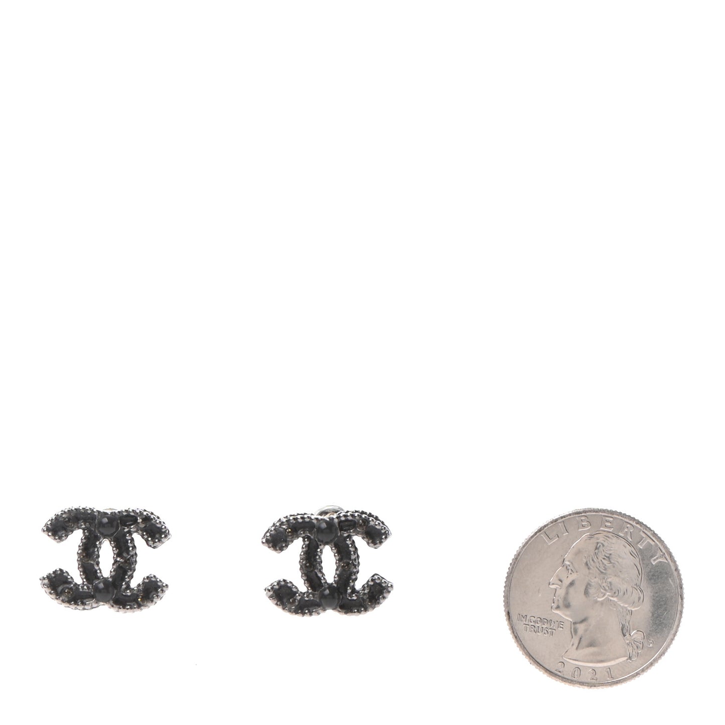 Ruthenium Enamel CC Earrings Black