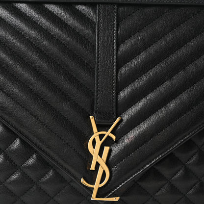 Saint Laurent Goatskin Mixed Matelasse Triquilt Large Monogram Satchel Black 8 of 10