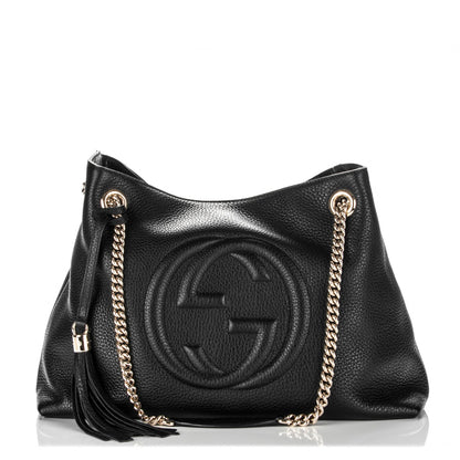 Gucci Pebbled Calfskin Medium Soho Chain Shoulder Bag Black 1 of 7