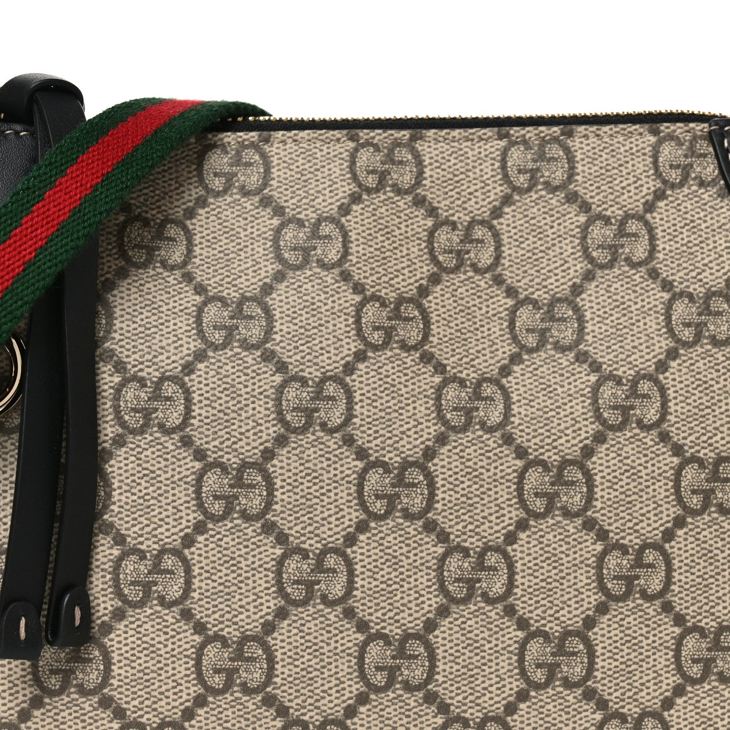 Gucci GG Supreme Monogram Textured Calfskin Small Emblem Shoulder Bag Beige Black 8 of 10