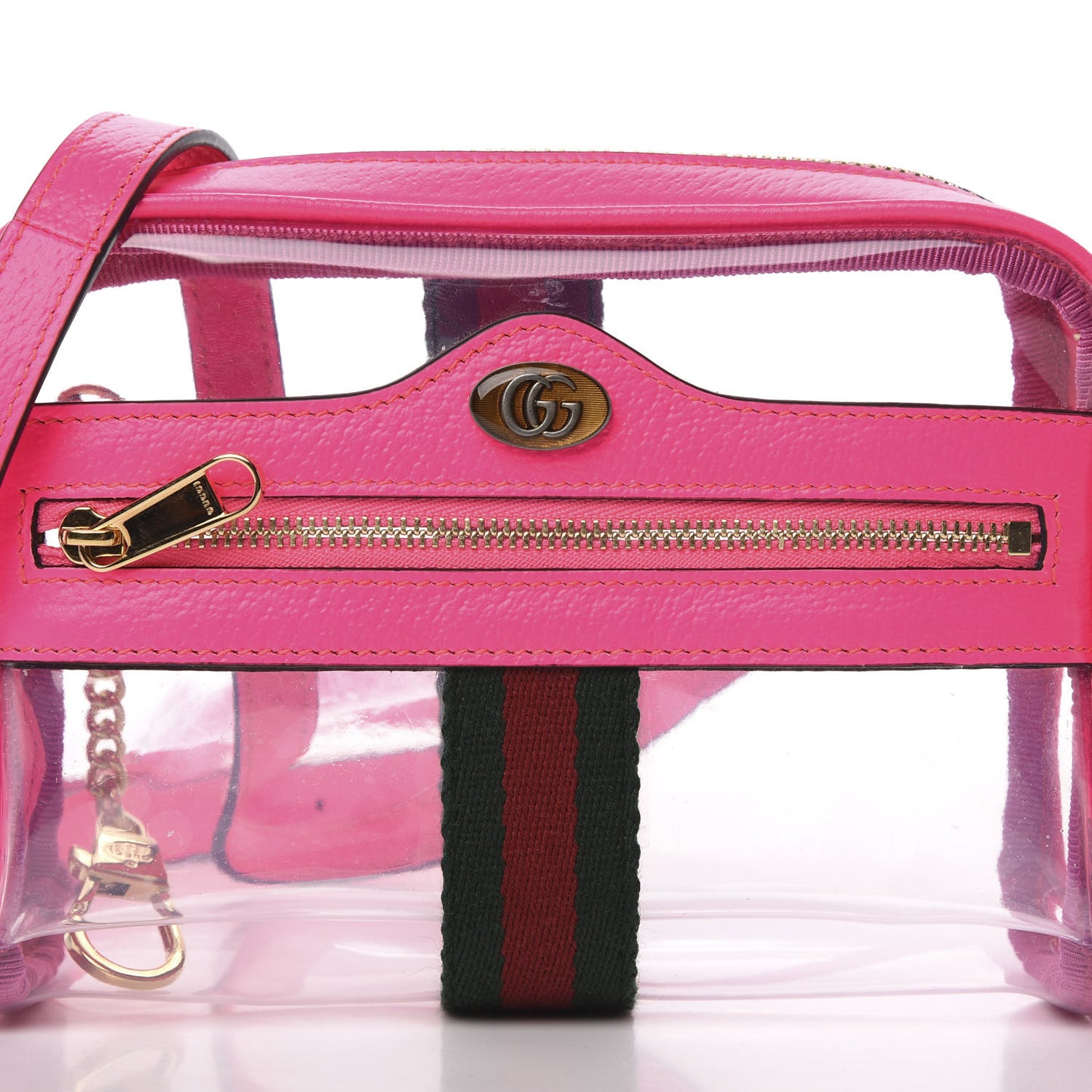 Vinyl Web Mini Ophidia Transparent Shoulder Bag Fluorescent Fuchsia