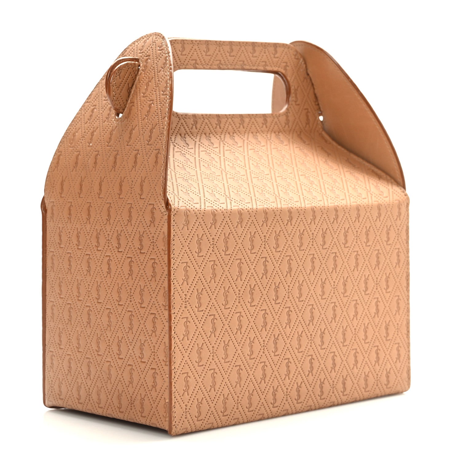 Saint Laurent Calfskin Monogram Take Away Box Dusty Vintage Brown Gold 3 of 11