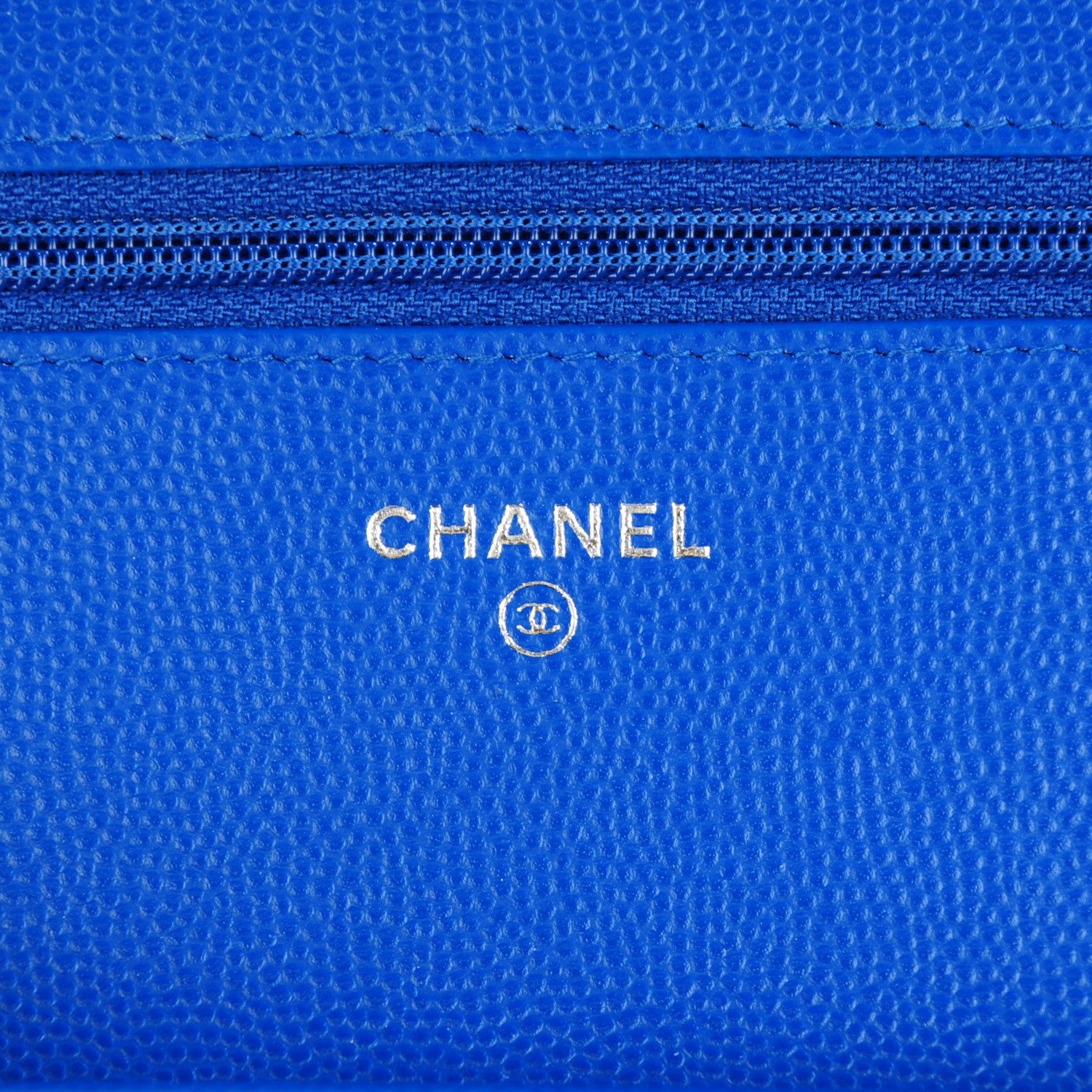 Chanel Caviar Chevron Wallet On Chain WOC Blue 6 of 8