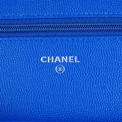 Chanel Caviar Chevron Wallet On Chain WOC Blue 6 of 8