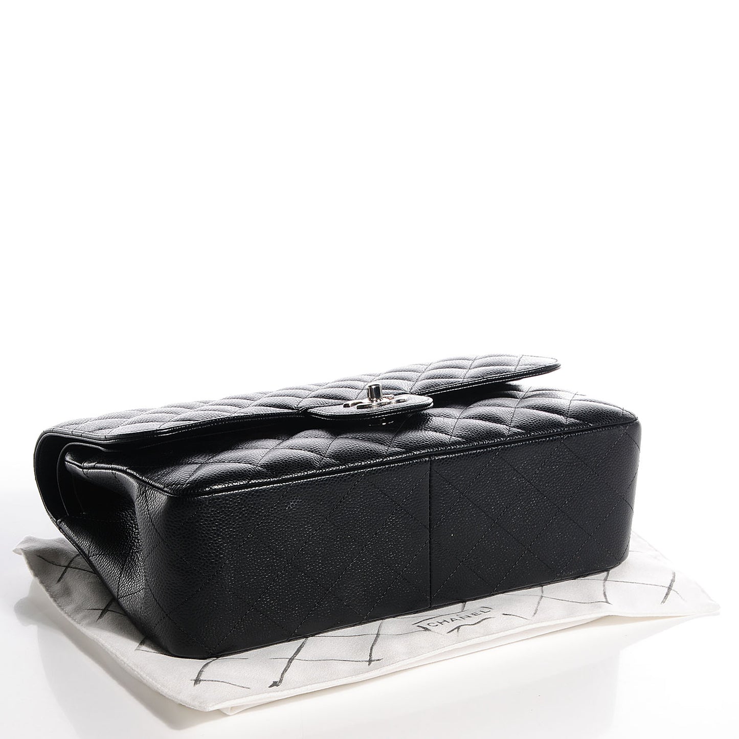 Caviar Quilted Jumbo Double Flap Black
