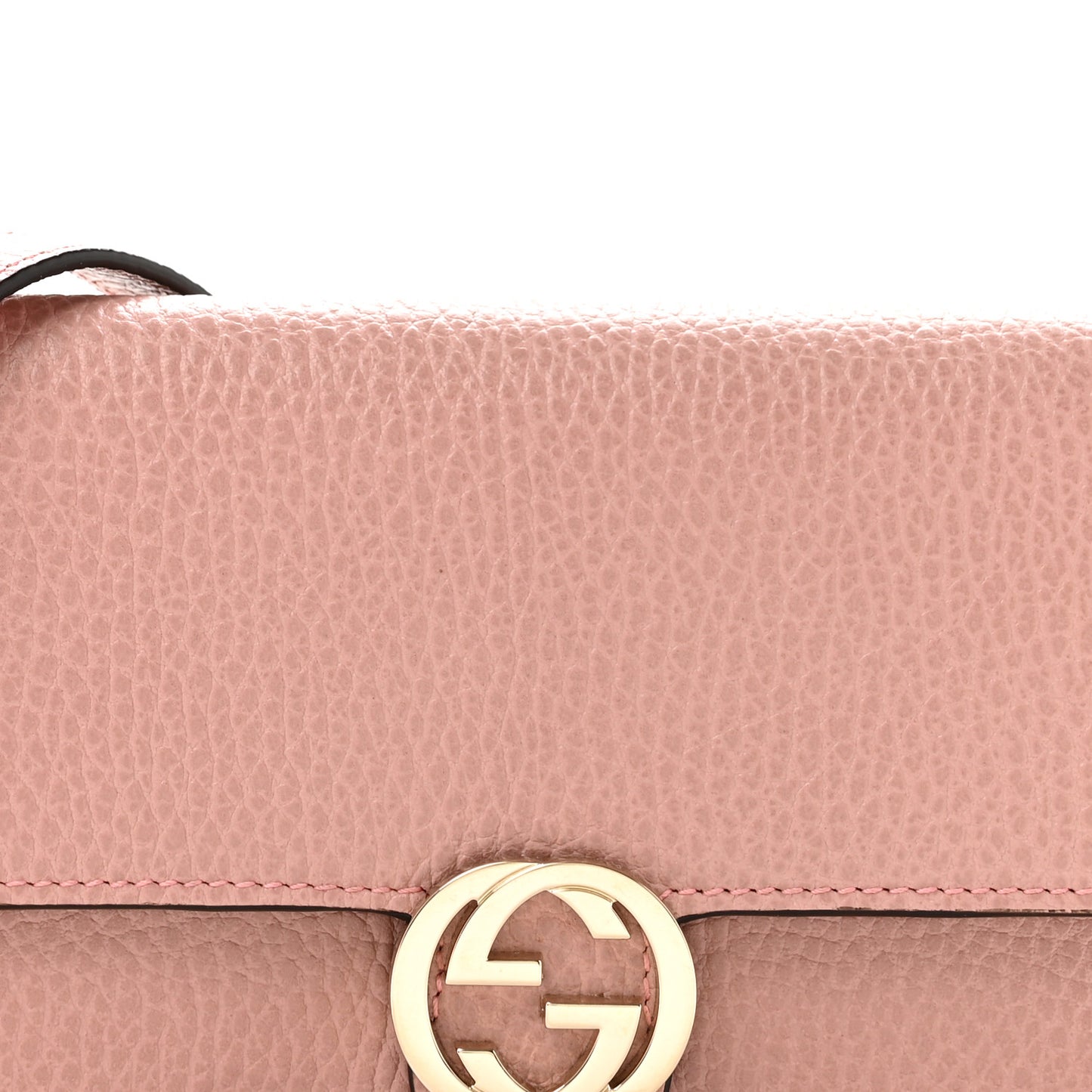 Dollar Calfskin Interlocking G Chain Wallet Soft Pink