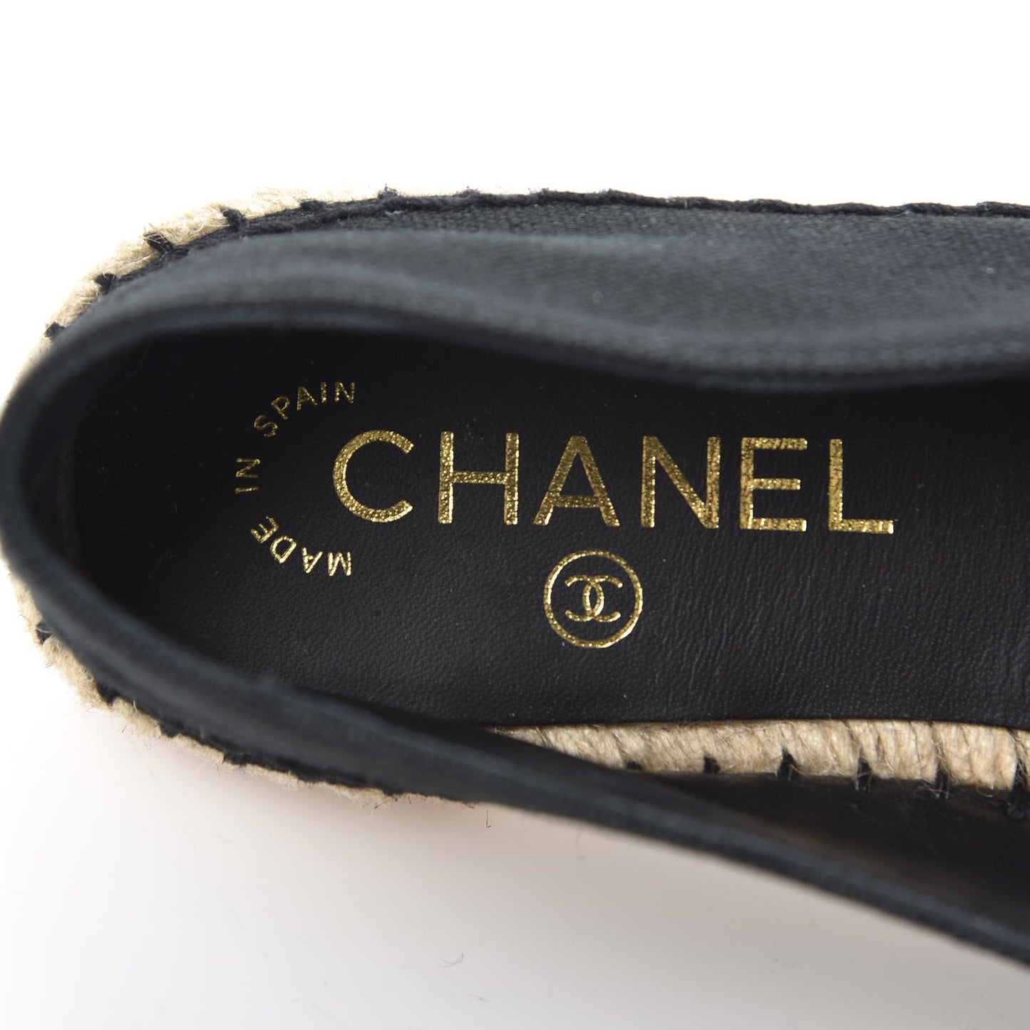 Fabric Patent Calfskin CC Espadrilles 37 Black