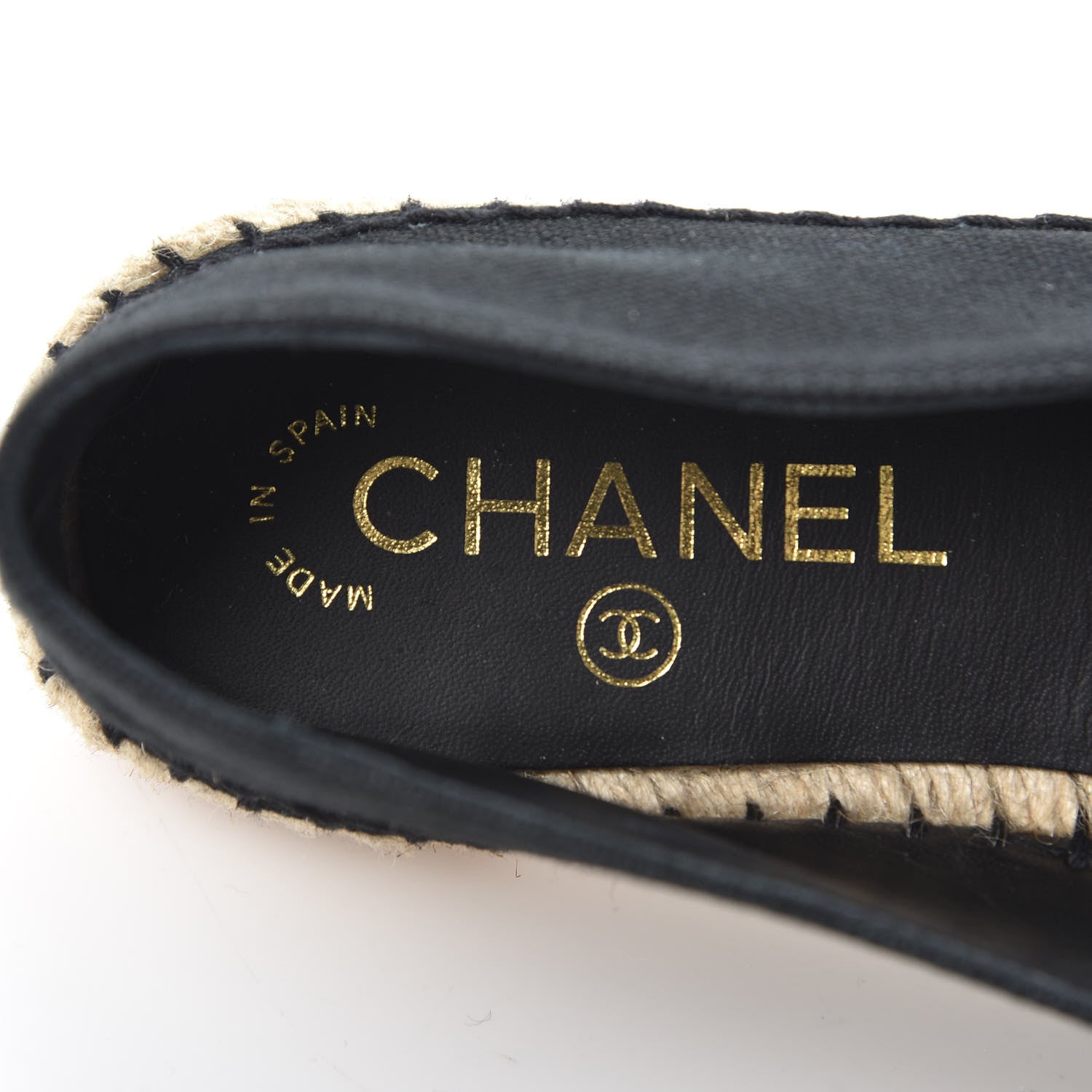 Chanel Fabric Patent Calfskin CC Espadrilles 37 Black 6 of 10
