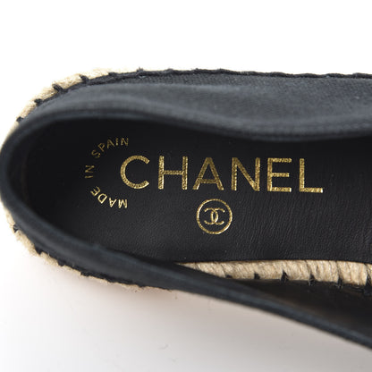 Chanel Fabric Patent Calfskin CC Espadrilles 37 Black 6 of 10
