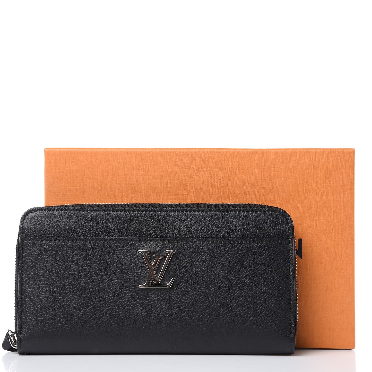 Calfskin Zippy Lockme Wallet Black