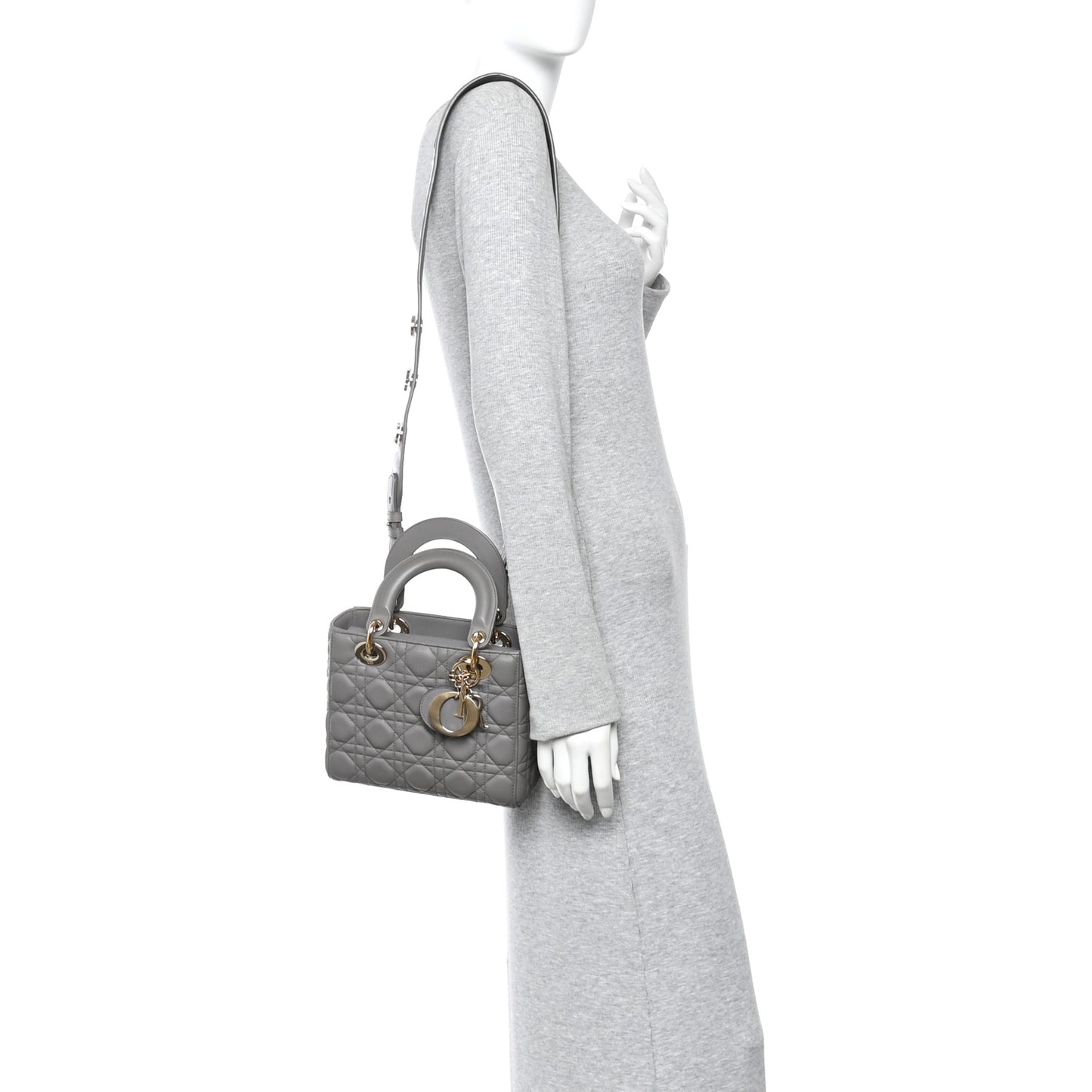 Lambskin Cannage Small Lucky Badges My Lady Dior Grey