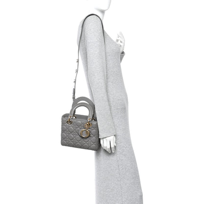 Christian Dior Lambskin Cannage Small Lucky Badges My Lady Dior Grey 2 of 9