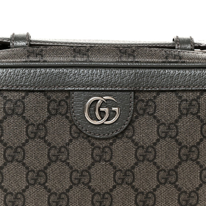 Gucci GG Supreme Monogram Textured Dollar Calfskin Small Ophidia Top Handle Shoulder Bag  Grey Black Graphite Grey 9 of 11