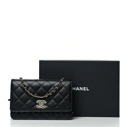 Chanel Caviar Quilted Crystal CC Wallet On Chain WOC Black 11 of 11