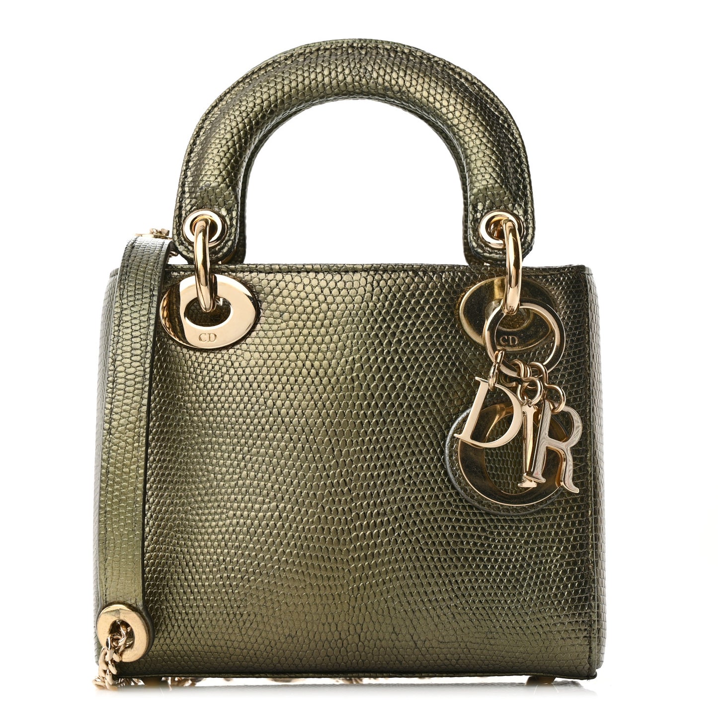 Metallic Lizard Mini Lady Dior Green