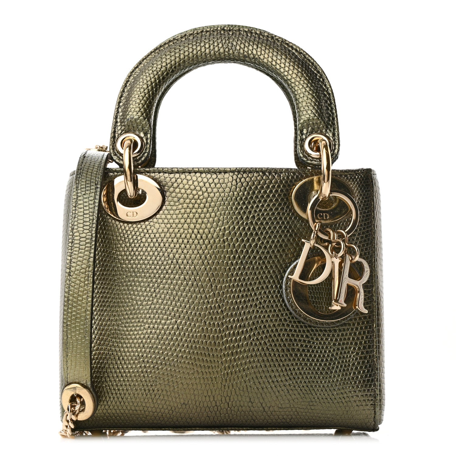 Christian Dior Metallic Lizard Mini Lady Dior Green 1 of 13