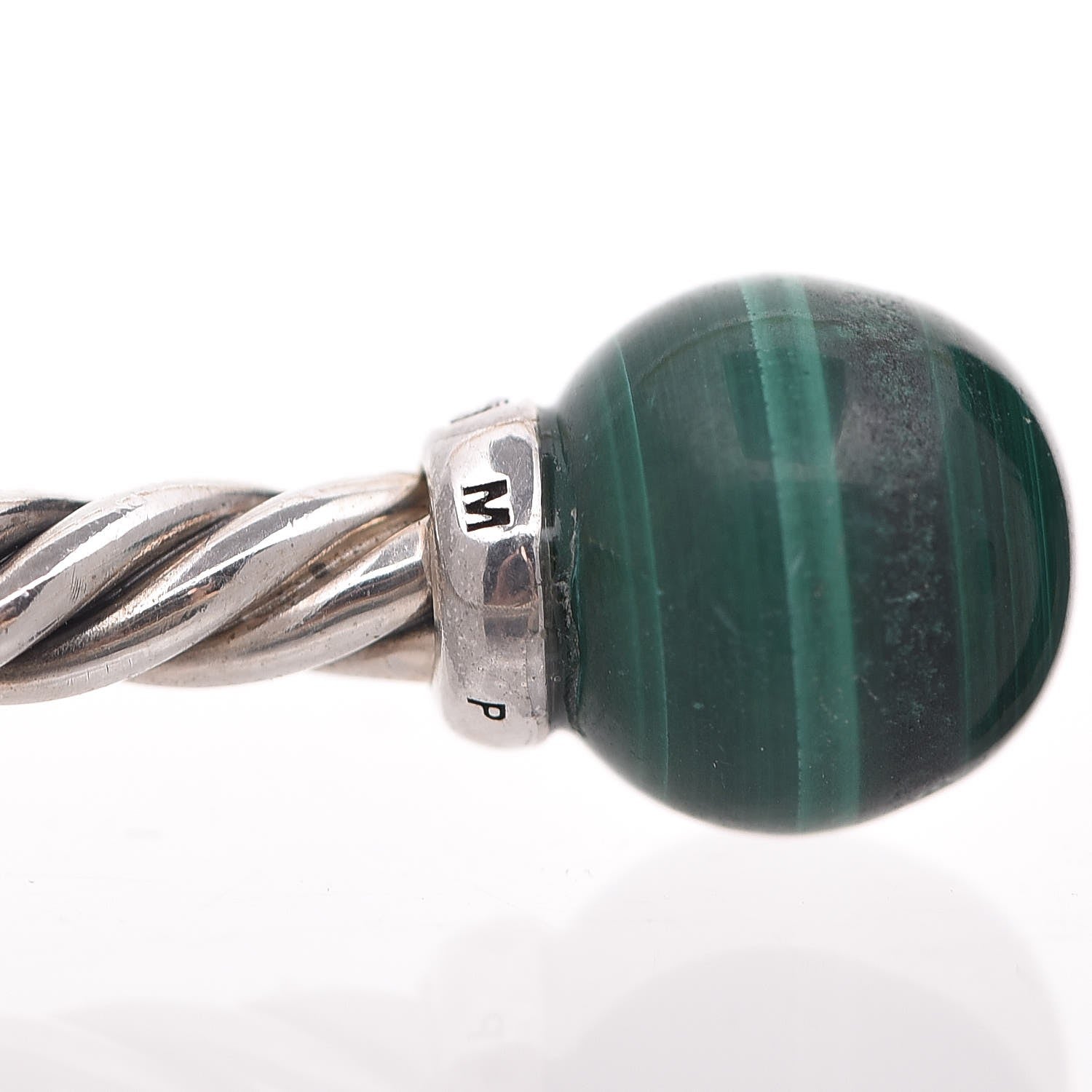 David Yurman Sterling Silver Diamond Malachite 7mm Solari Bracelet 4 of 5