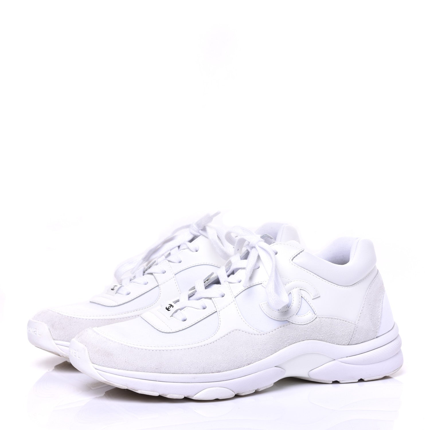 Chanel Lambskin Fabric Suede CC Sneakers 40.5 White 2 of 9