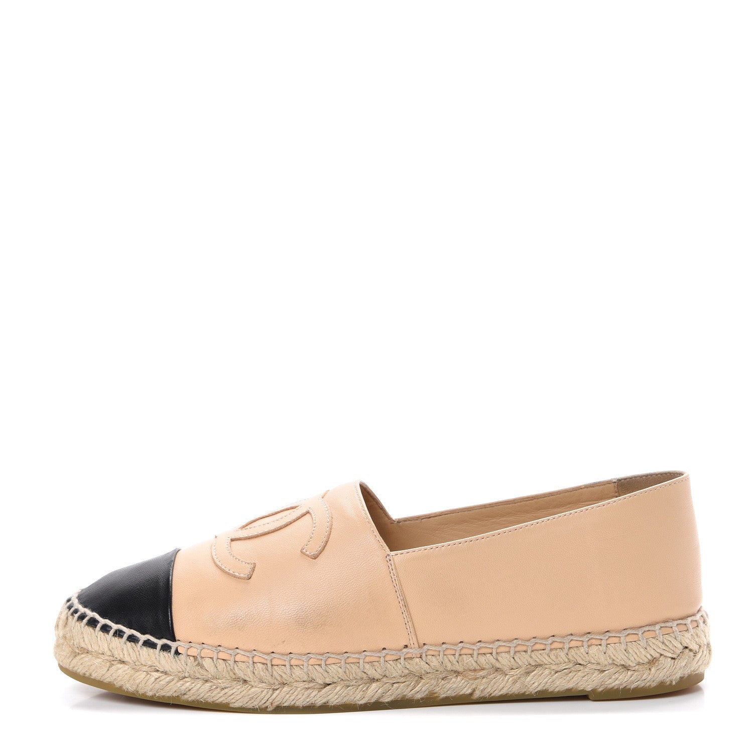 Chanel Lambskin CC Espadrilles 38 Beige Black 1 of 15