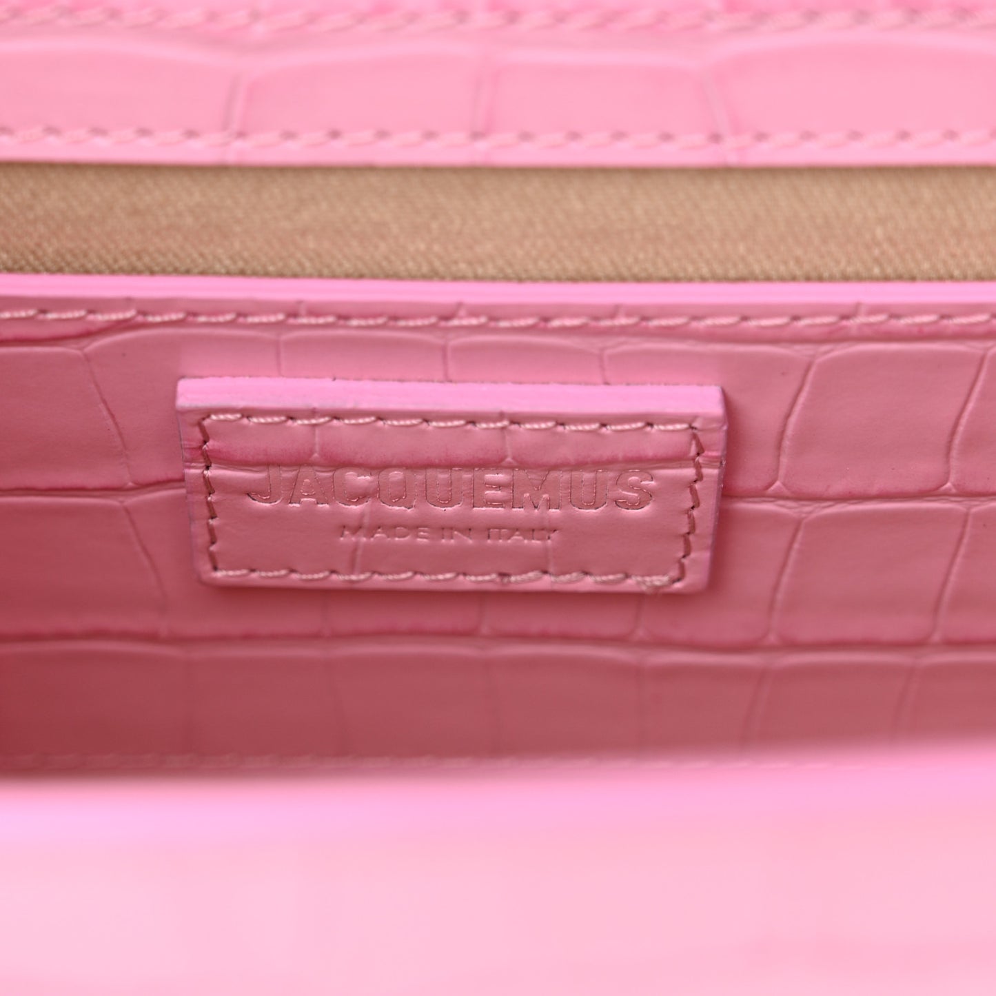 Calfskin Crocodile Embossed Le Grand Bambino Pink