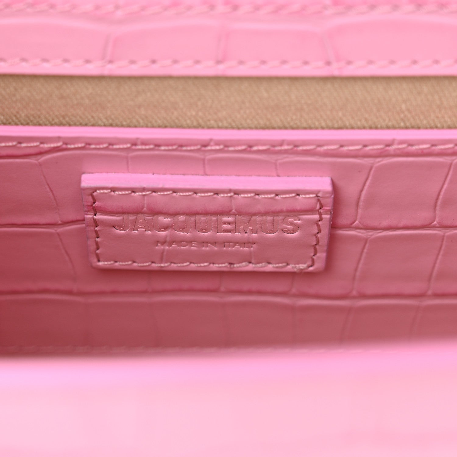 Jacquemus Calfskin Crocodile Embossed Le Grand Bambino Pink 6 of 15