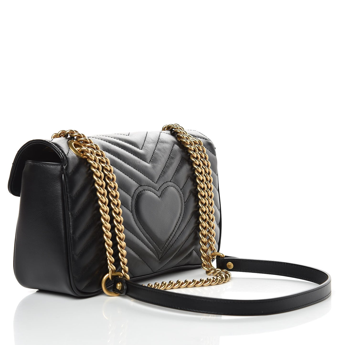 Calfskin Matelasse Small GG Marmont Shoulder Bag Black