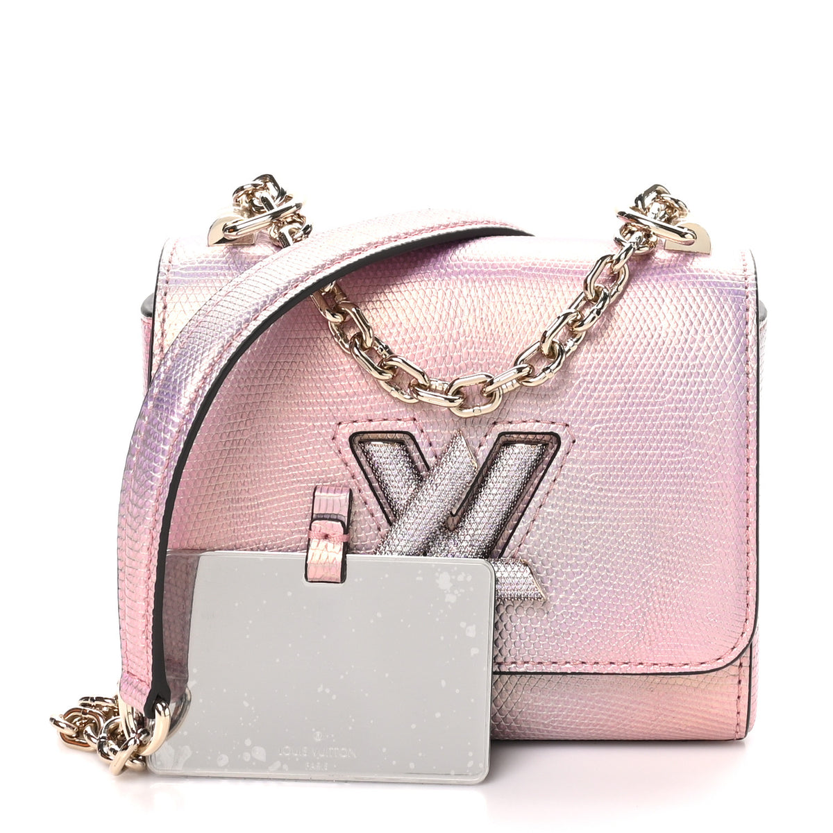 Louis Vuitton Iridescent Lizard Mini Swarovski Twist Shoulder Bag Pink 3 of 11
