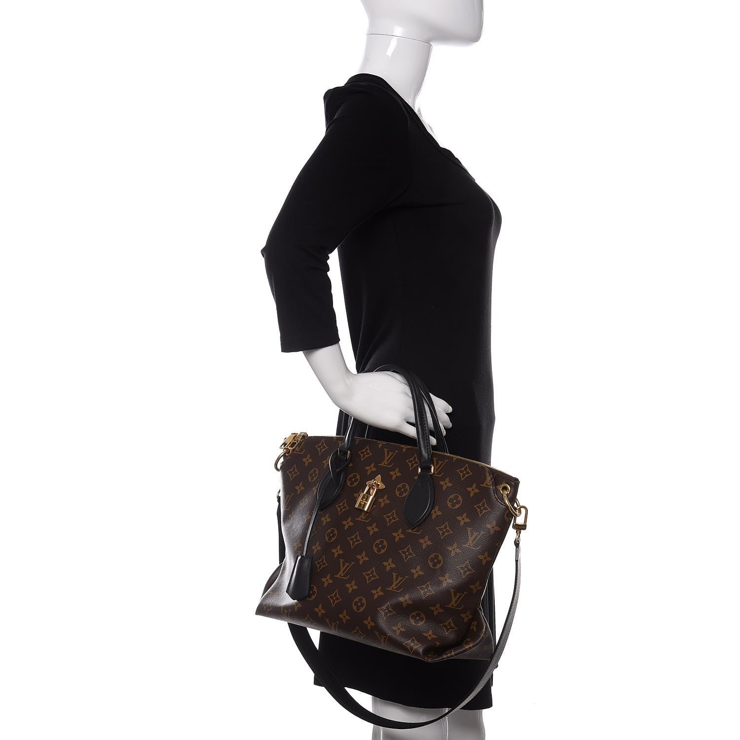 Louis Vuitton Monogram Flower Zipped Tote MM Black 2 of 12