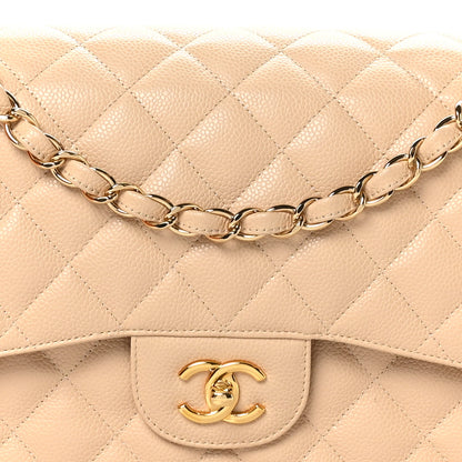Chanel Caviar Quilted Jumbo Double Flap Beige Clair 8 of 11