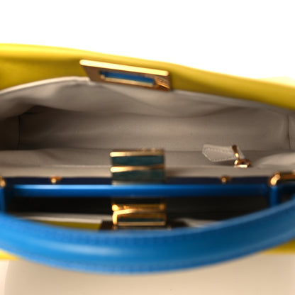 Fendi Nappa Colorblock Mini Peekaboo Iconic Satchel Lime Blue Royal Latte 6 of 11