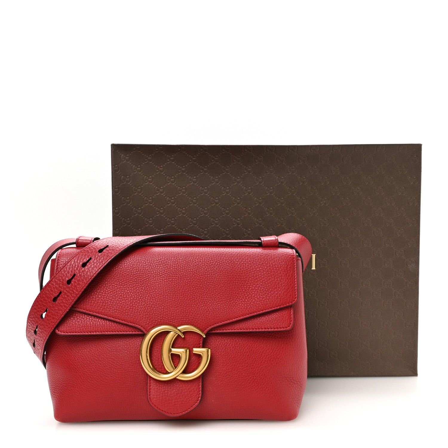 Gucci Cellarius Calfskin GG Marmont Shoulder Bag Vulcanic Red 11 of 11
