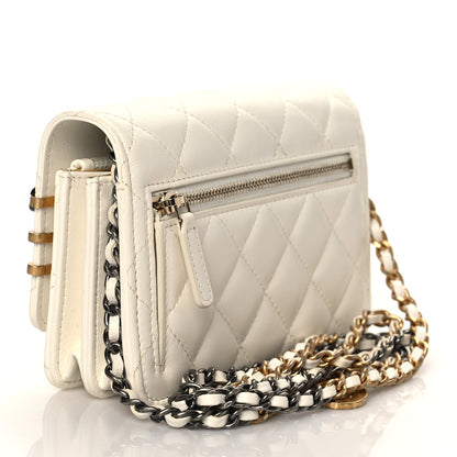 Chanel Lambskin Quilted Coco Clips Mini Wallet On Chain WOC White 3 of 11