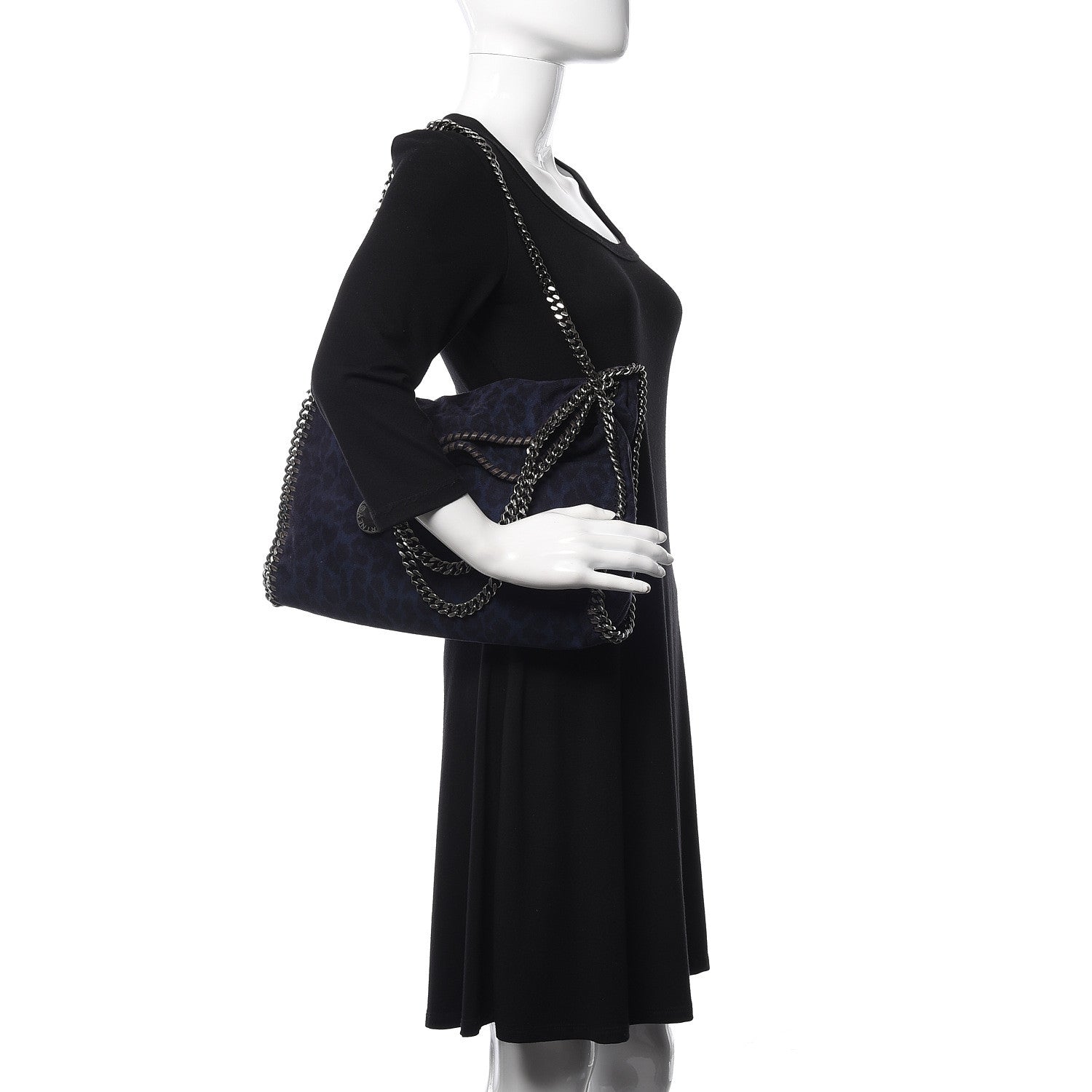 Stella McCartney Shaggy Deer Leopard Print Falabella Fold Over Tote Blue Sapphire 2 of 9