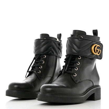 Gucci Flores Calfskin Nappa Matelasse GG 40mm Ankle Boots 37.5 Black 3 of 11