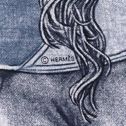 Hermes Cashmere Silk Grand Carrosse Royal Scarf 100 Gris Chine Gris Jaune 5 of 5