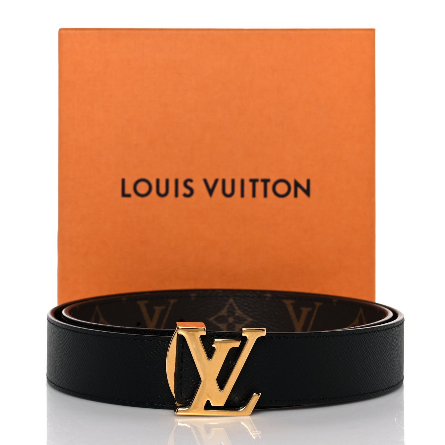 Calfskin Monogram 30mm LV Initiales Reversible Belt 85 34 Black