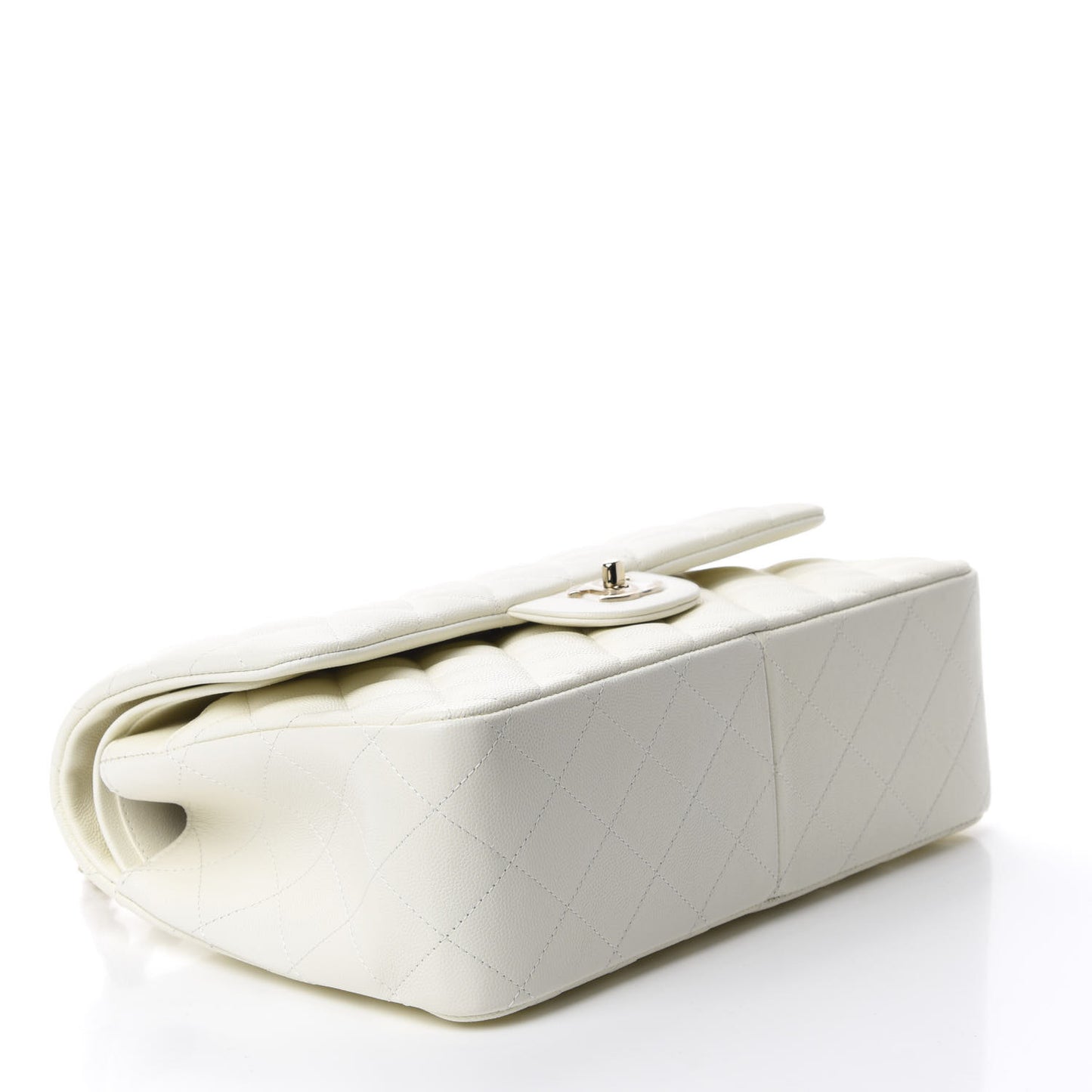 Caviar Quilted Jumbo Double Flap White