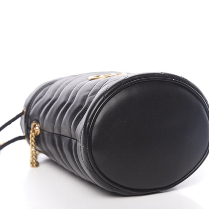 Gucci Calfskin Matelasse Mini GG Marmont 2.0 Bucket Bag Black 9 of 11
