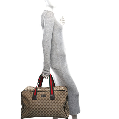 Gucci GG Monogram Web Large Collapsible Carry On Duffle Beige Brown 2 of 12