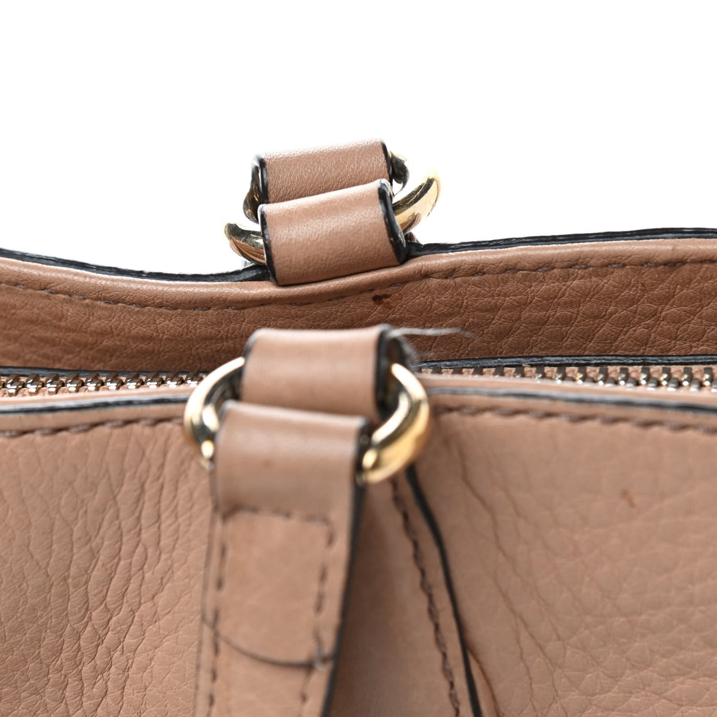 Pebbled Calfskin Small Soho Top Handle Bag Camelia