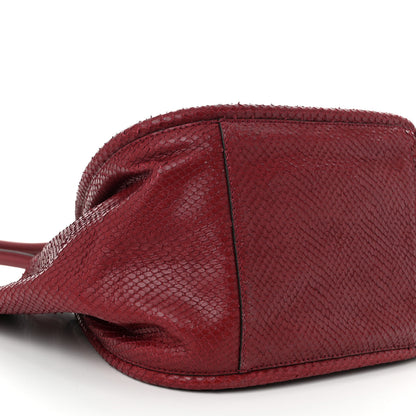 Proenza Schouler Calfskin Snakeskin Embossed Large Ruched Tote Bordeaux 10 of 11