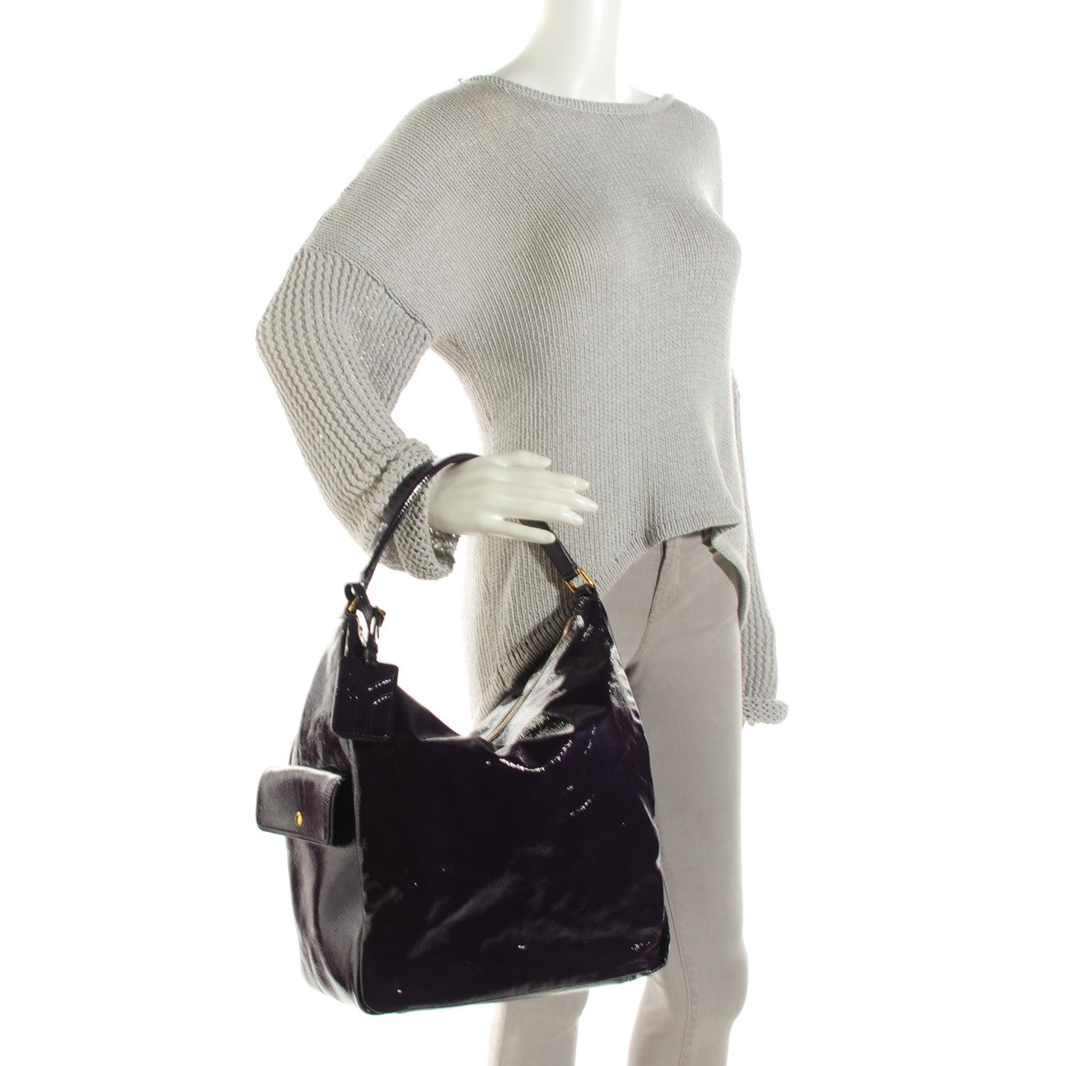 Saint Laurent Patent Large Multy Hobo Purple 2 of 7