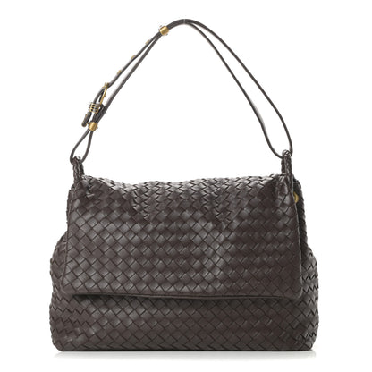 Bottega Veneta Nappa Intrecciato Flap Shoulder Bag Ebano 1 of 12