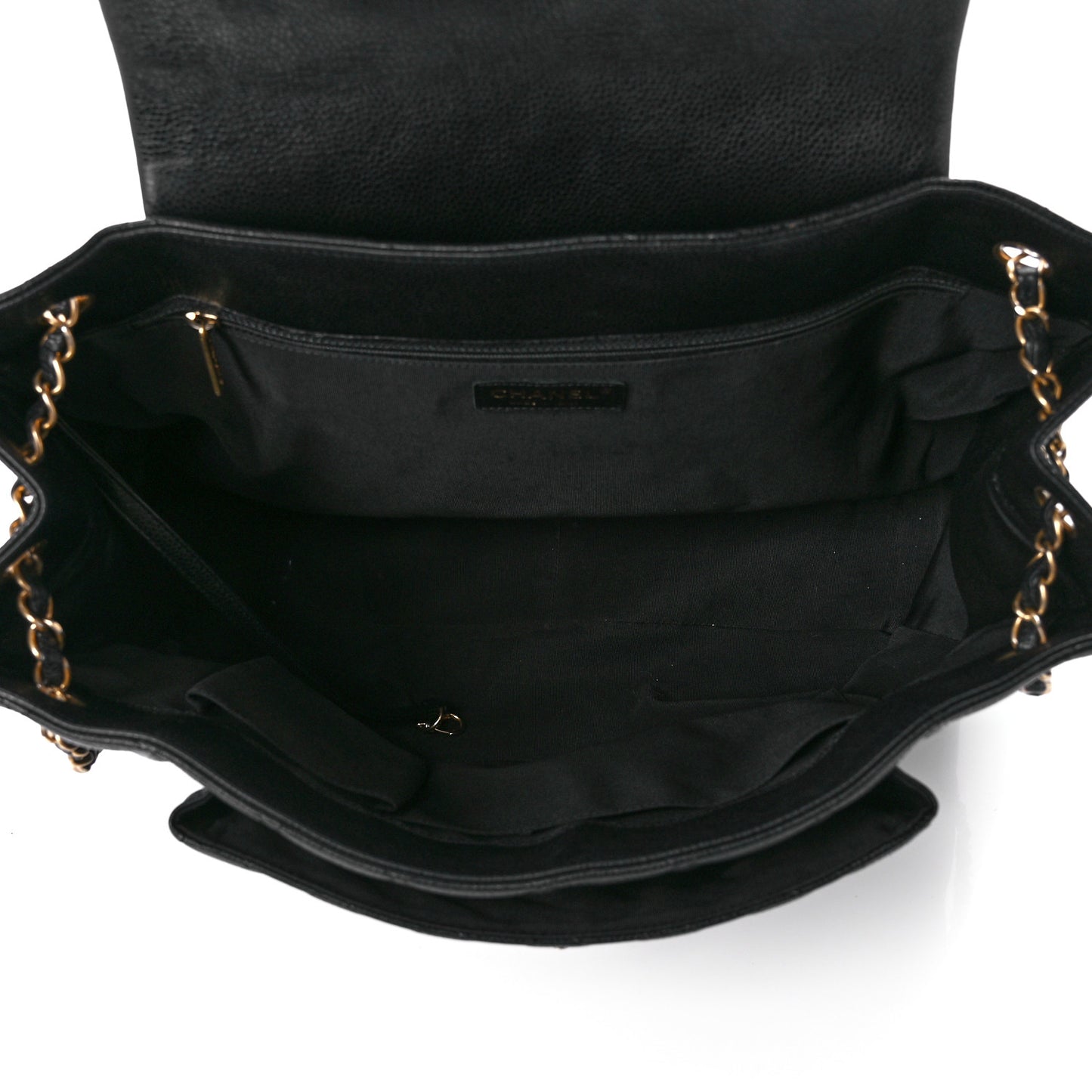 Caviar Quilted Flap Tote Black