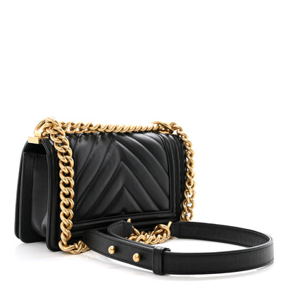 Chanel Lambskin Chevron Quilted Small Boy Flap Black 3 of 10