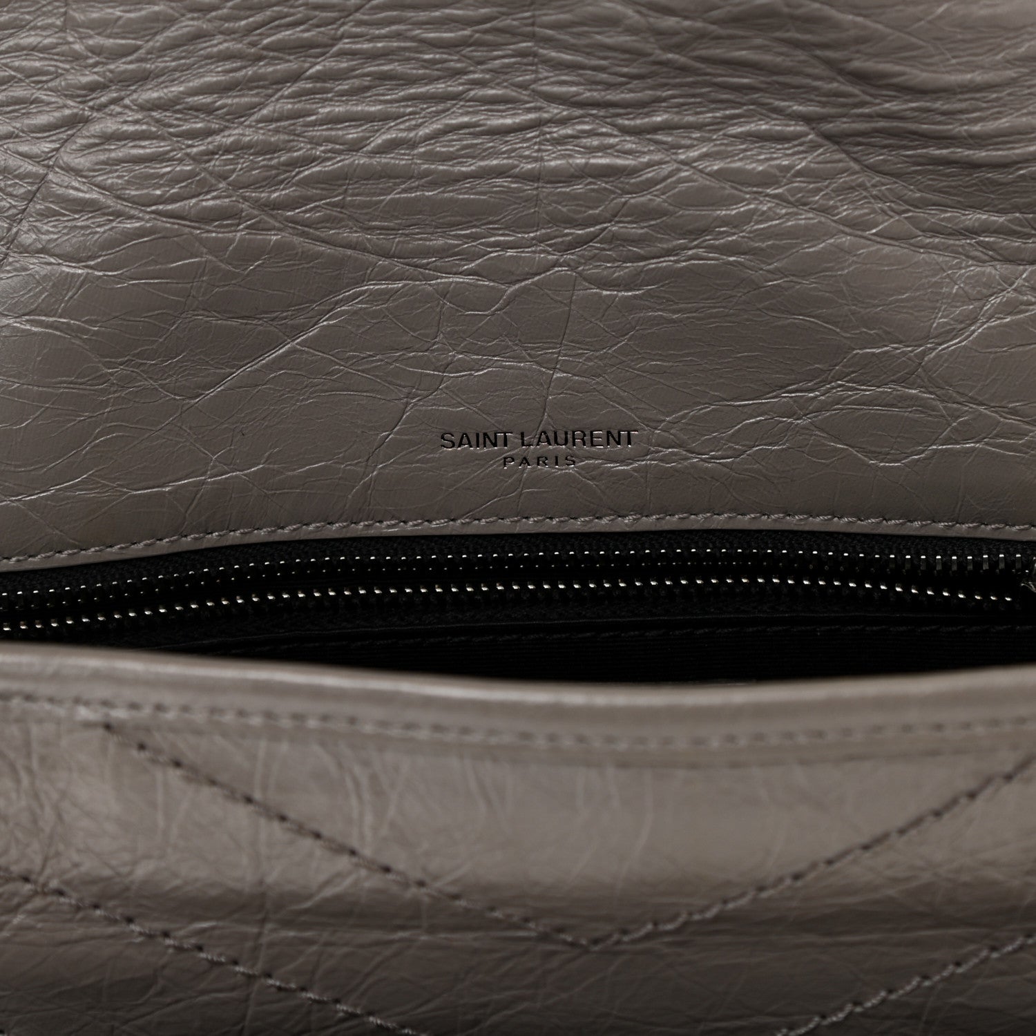 Saint Laurent Crinkled Calfskin Matelasse Monogram Medium Niki Chain Satchel Fog 6 of 9