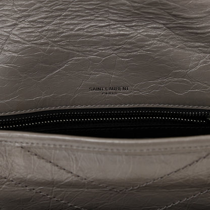 Saint Laurent Crinkled Calfskin Matelasse Monogram Medium Niki Chain Satchel Fog 6 of 9