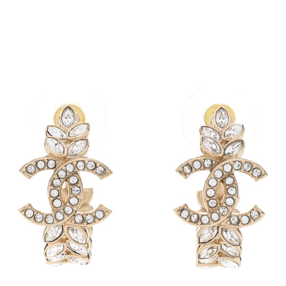 Chanel Crystal CC Hoop Earrings Gold 1 of 5