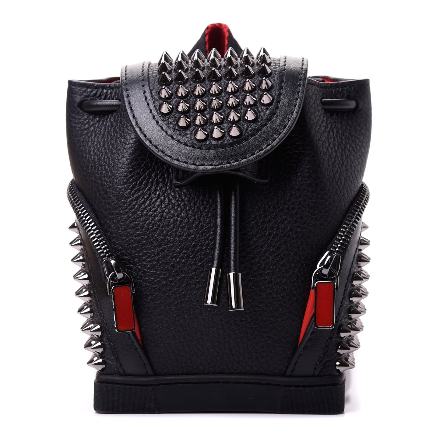 Calfskin Spiked Mini Explorafunk Keyring Bag Black