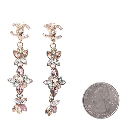 Chanel Crystal CC Clip On Drop Earrings Gold 2 of 4